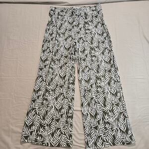 Kasper Leaf Print Pull-on Wide Ankle Pants Everyday Knit Size M Casual